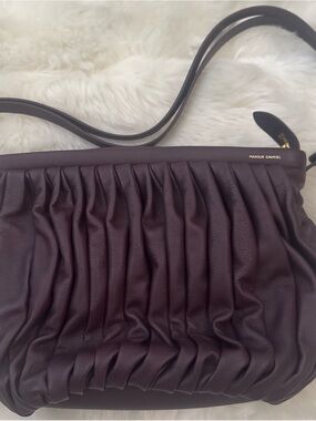 Mansur Gavriel Deep Burgundy Ruched Leather Shoulder Bag